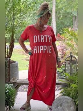 #1742 Jaded Gypsy Dirty Hippee Dress - Glory Red